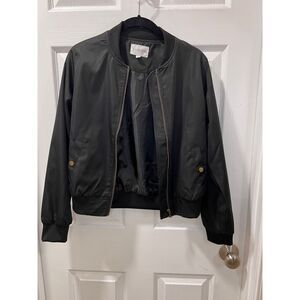 Olive Oak Black Lightweight Bomber Jacket with Gold Hardware‎ Casual Outerwear